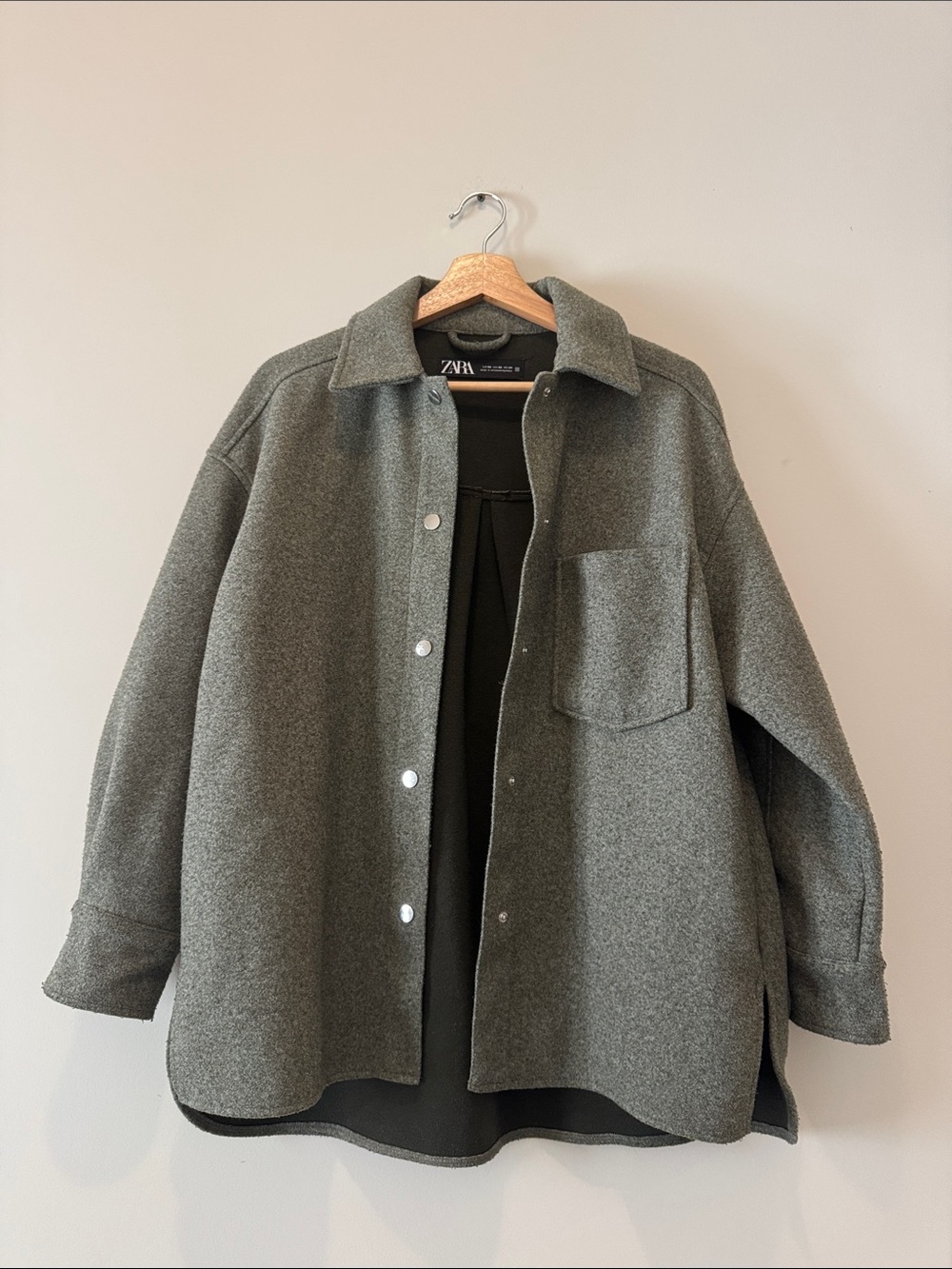 Zara Olive Gray Oversized Utility Shacket | Women’s XS
